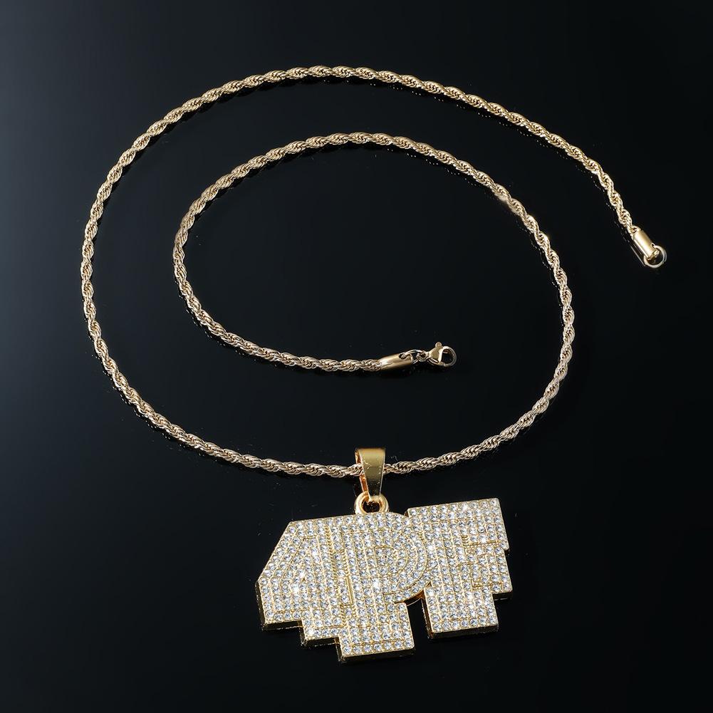European Hip Hop Full Diamond English Letter 4pf Pendant Necklace Personal Nightclub Hipster Digital Letter Pendant Necklace
