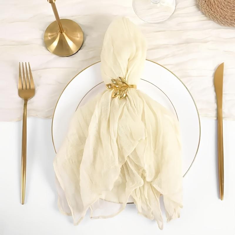 A Set of 6 Solid Color Crinkle Fabric Napkins - 20X20 Inch Rectangular Woven Tablecloth, Suitable for Christmas, Holidays, And Wedding Decorations.