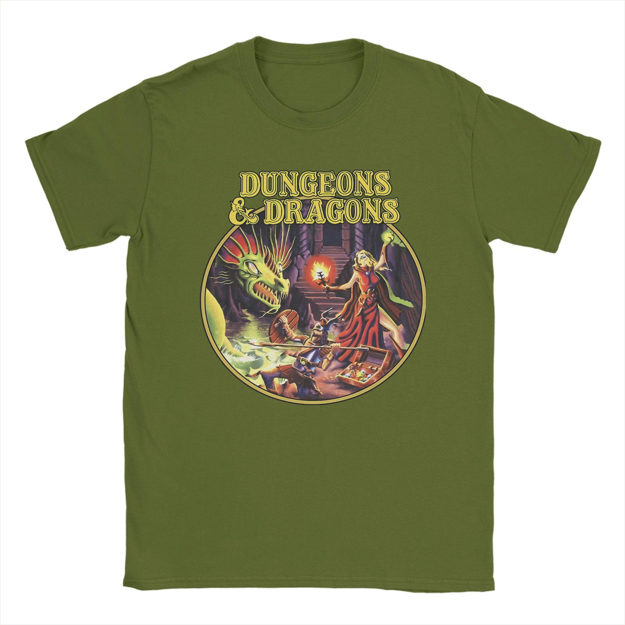 

Футболки Dungeon Dragon DnD Мужские из чистого хлопка Винтажные футболки с круглым вырезом Футболка с коротким рукавом Одежда Взрослый 4XL
