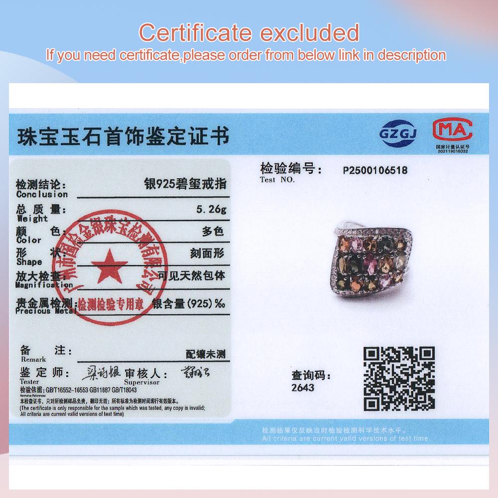 Bague de luxe en argent sterling 925 Tourmaline multicolore naturelle Bijoux fins pour femmes Cadeau de fête