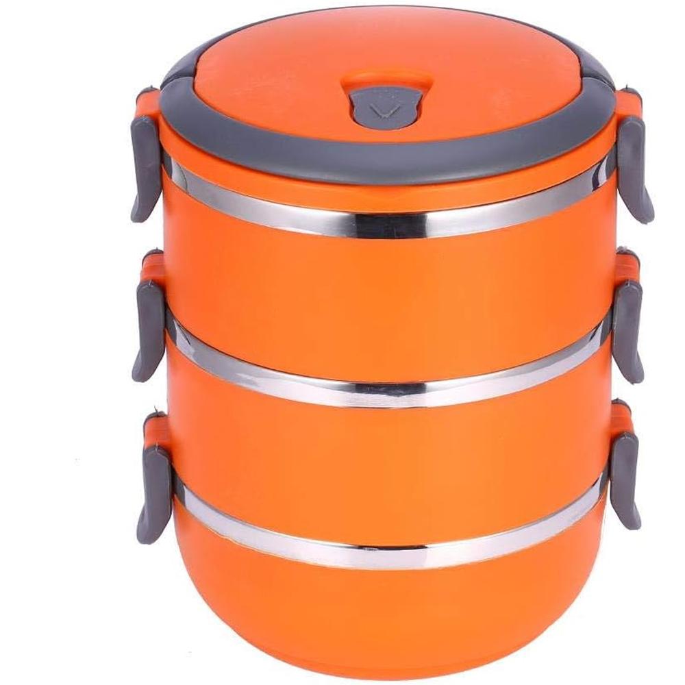 

D5 3Layer Stackable Lunch Box Stainless Steel Airtight Insulated Food Storage Container Leakproof Handle Portable Kids Lunch Box 3&amp;625ml оранжевый