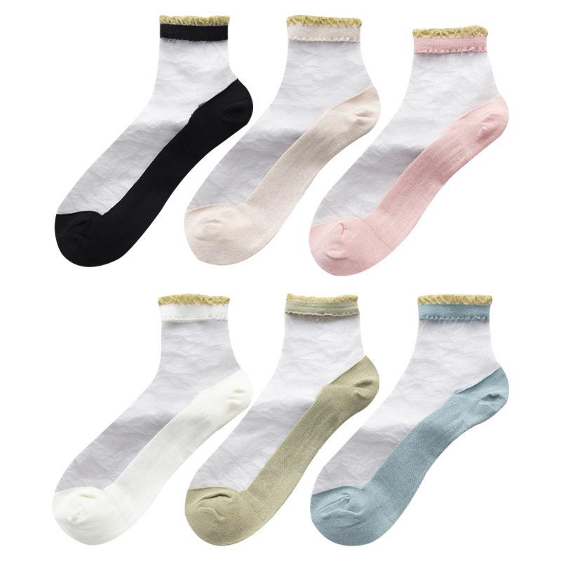 Crystal Socks Children'S Summer Thin Tube Socks Glass Silk Lace Socks Breathable Deodorant Socks Socks Industry
