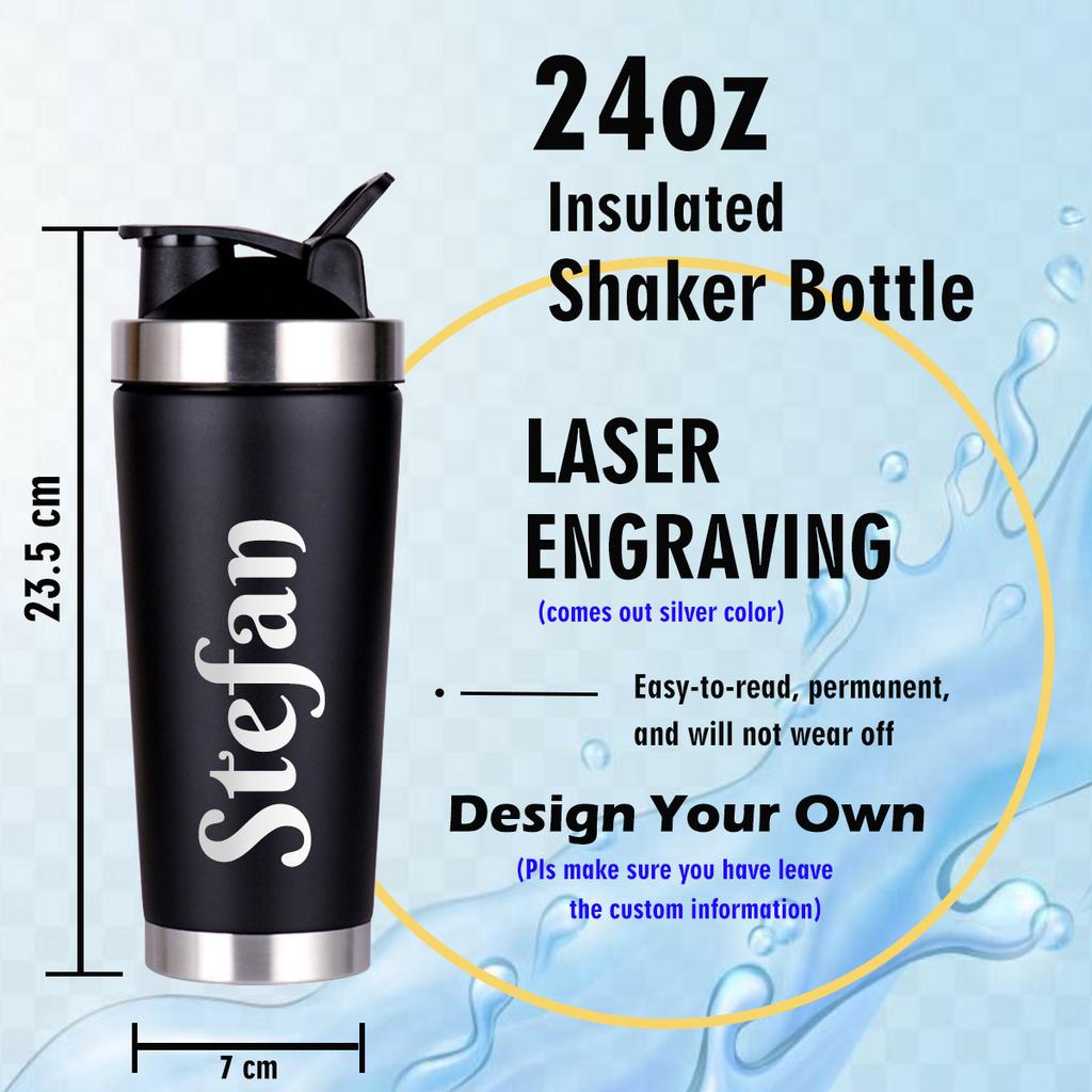 Personalized Water Bottles Custom Engraved with Name Customized Insulated Stainless Steel Shaker Bottle for Sport