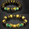 Obsidian Stone Beads Pixiu Men Attract Wealth Bracelets Thermochromism Good Luck Bangle Wristband
