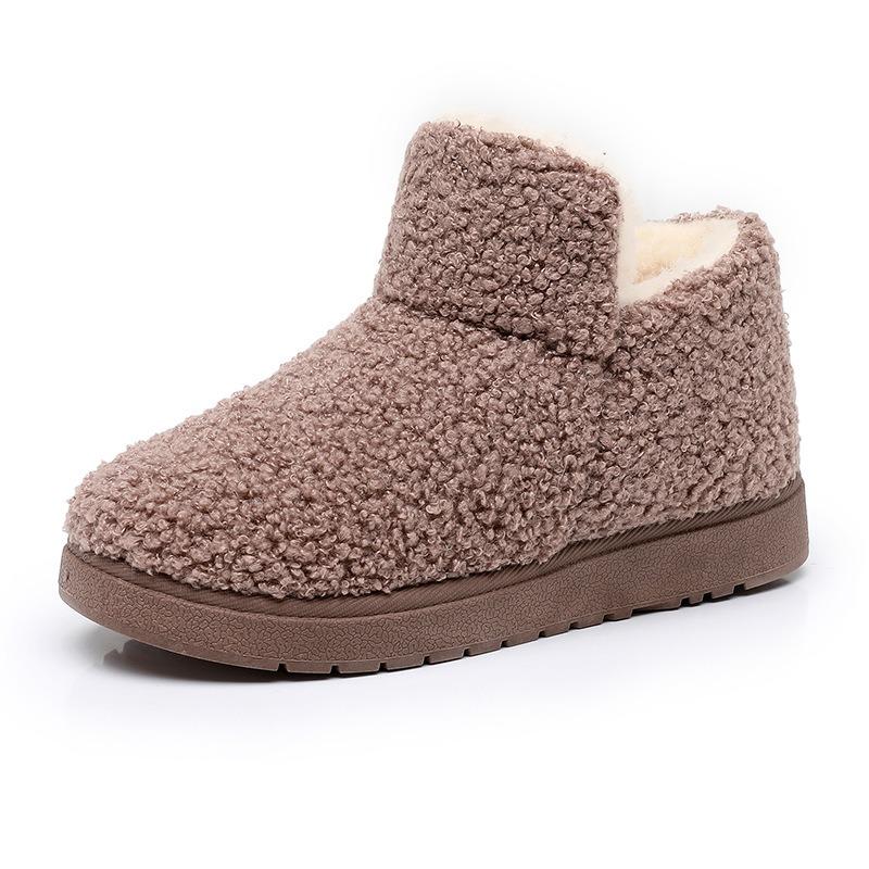 Winter New Women's Fashion Fleece Warm High-top Platform Cotton Shoes Non-slip Soft Soles Wear Wool Cotton Boots