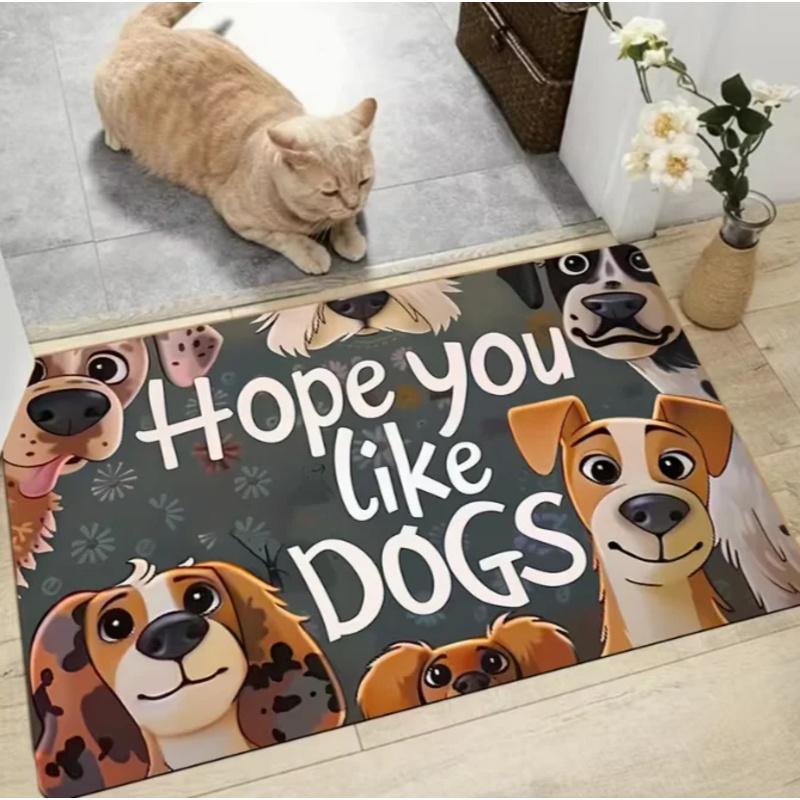 VIKAMA Cute Dog Welcome Doormat Soft Non-Slip Floor Mat for Hallway Entrance Bathroom Kitchen Pet Lover Home Decor