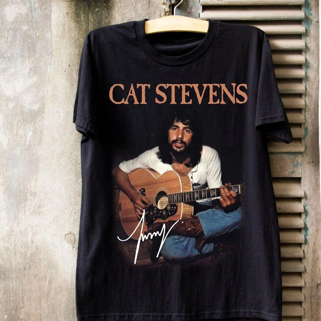 T-shirt da uomo 100% cotone con firma del chitarrista di Cat Stevens anni '80 Top S-5XL 2F1251