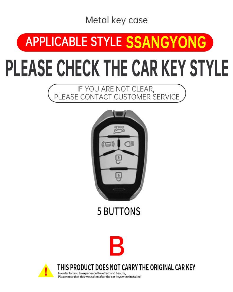 Originální kožené pouzdro na klíče pro SsangYong Korando/Rexton s kovovou přezkou