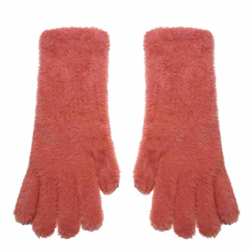 TUDE HAIRY FINGER HOLE GLOVES CORAL