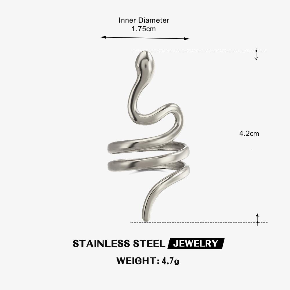 Ethnic Style Animal Snake Ring Hip Hop Neutral Jewelry Exaggerated Popularity Stainless Steel Open Couples Rings