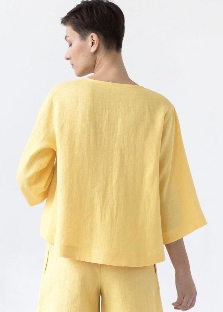 Linen Flared Top Women Loose Casual Blouse Bracelet Sleeve Oversized Shirt