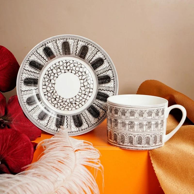 Nova caneca de café banhada a ouro criativa gato cerâmica xícara de chá alta qualidade vintage cerâmica xícaras e pires