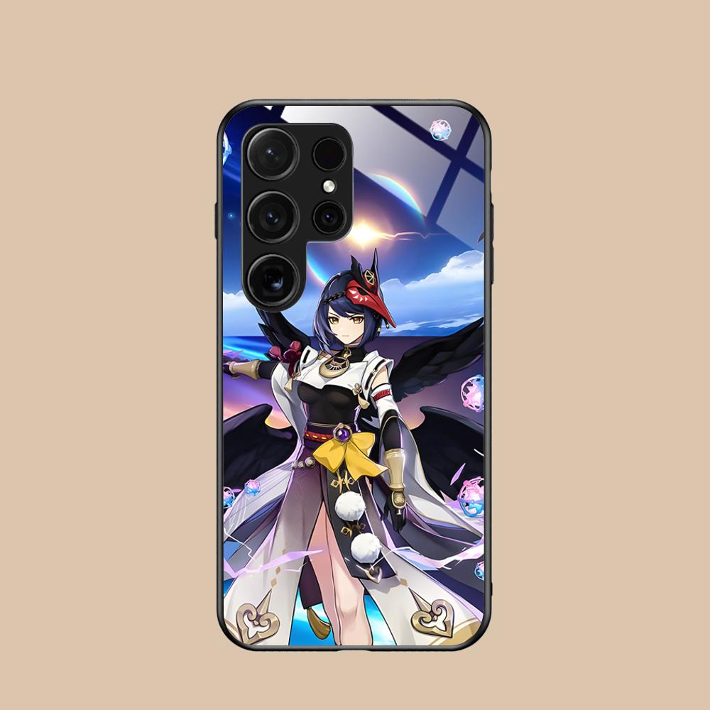 Game GI Kujou Sara Mobile Phone Case for Samsung Galaxy S26 S25 S24 S23 S22 S21 S20 Note20 Plus FE Ultra Glass Colorful Cover