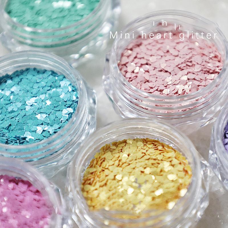 1Jar 1Mm Mini Sparkling Love Nail Glitter Sparkling Heart Nail Decoration Nail Salon Design Cute Accessories Diy Nail Art Design