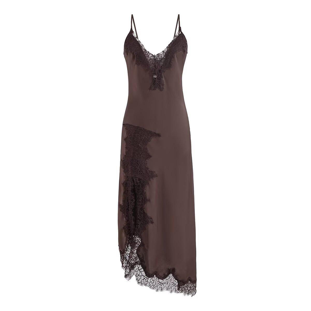 2025 European Style Women s Lace Camisole Dress 8917 for Autumn Large кофейный
