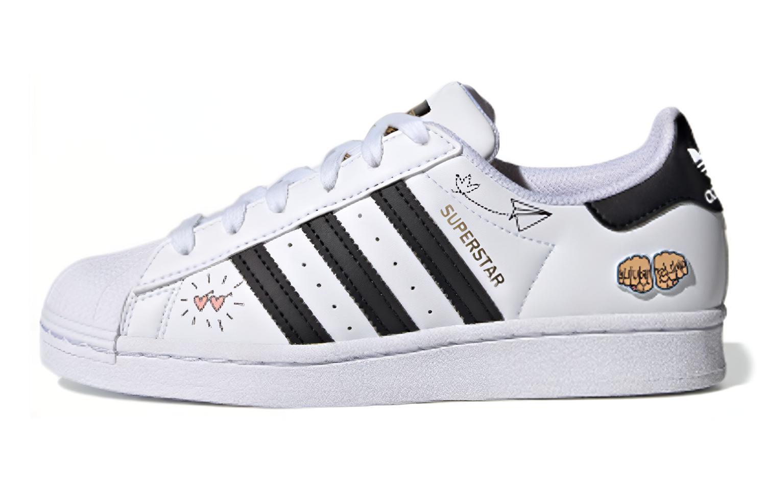 

Adidas Originals SUPERSTAR J Round Tip Abrasion Resistant Low top Skateboard Shoes White Black Blue Unisex FX5202 37