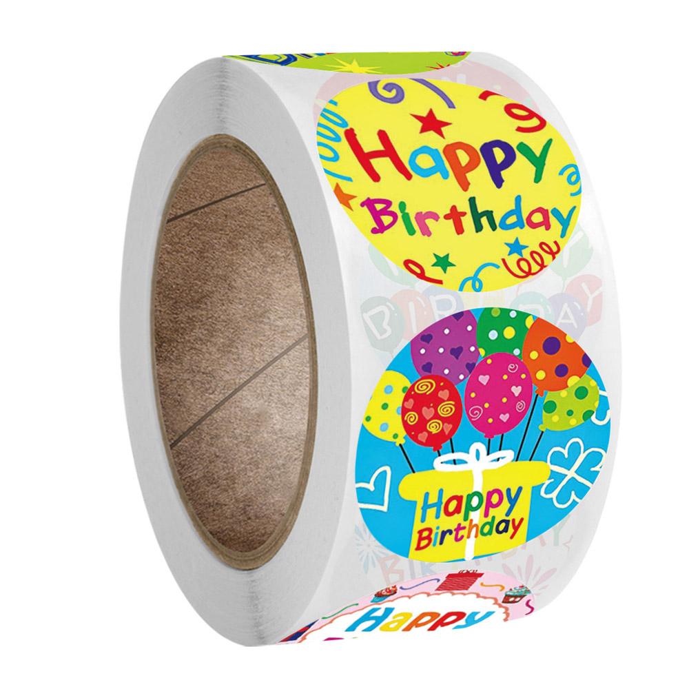 100-500Pcs High-Quality 8 High-Quality Styles High-Quality Happy High-Quality Birthday High-Quality Round High-Quality Stickers High-Quality Party