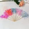 10Pcs Wooden Cake Decorations Colorful Tinsel Cake Insert Sticks Embellishments For Birthday Wedding Anniversary Party