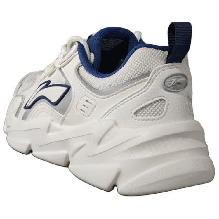 Li Ning Sports Series Fashion Trend Non-Slip Wear-Resistant Breathable Low-Top Casual Shoes Men Casual Shoes White Silver AGCU565-1