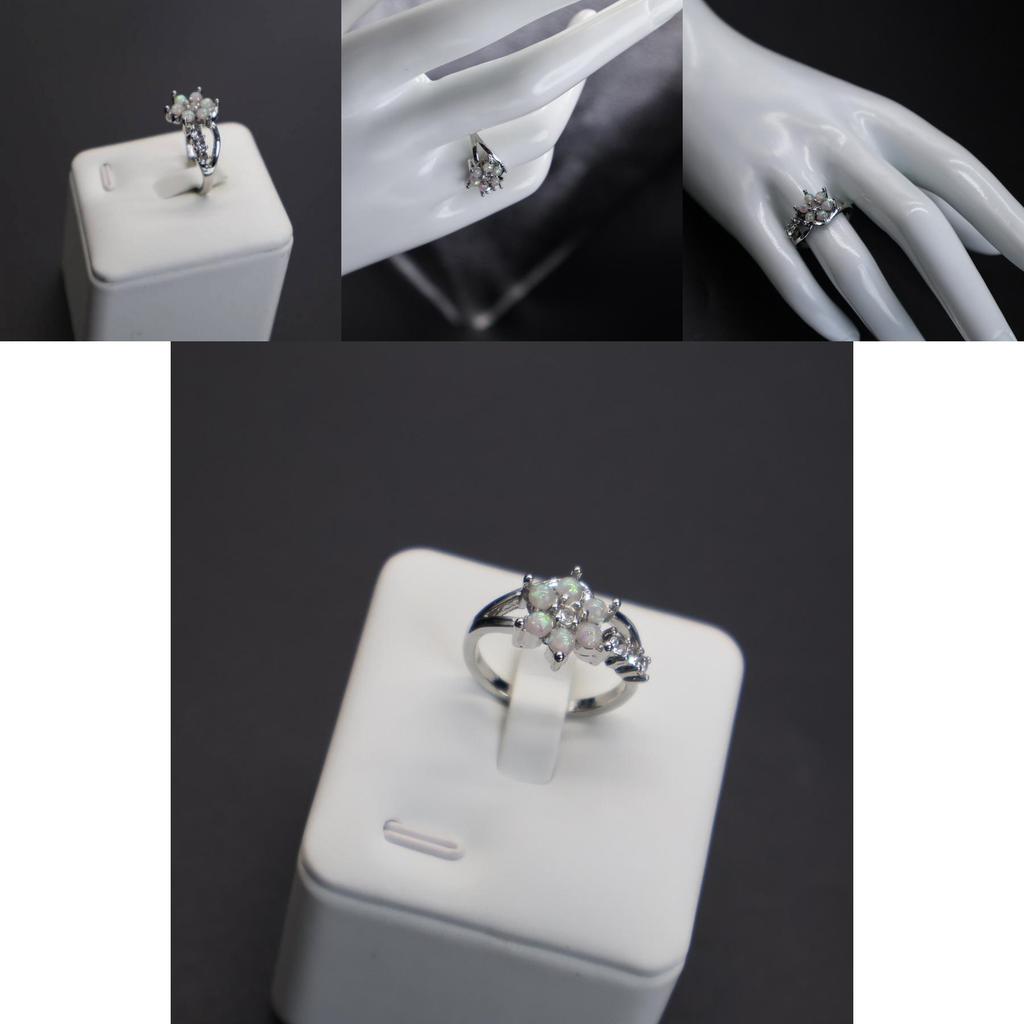 Elegant Opal Ring With Floral Design Stunning Women's Fashion Jewelry In White Color