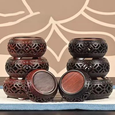 Red Acid Branch Circular Base Purple Clay Pot Lid with Jade, Miniature Bonsai Decoration Base, Incense Burner Bottom Bracket
