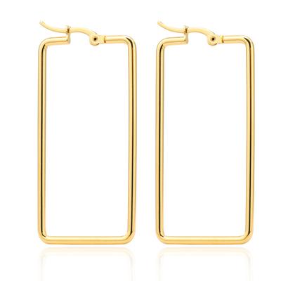 Pendientes rectangulares de acero de titanio para mujer, con personalidad y temperamento exagerados, dorados y rectangulares, de moda.
