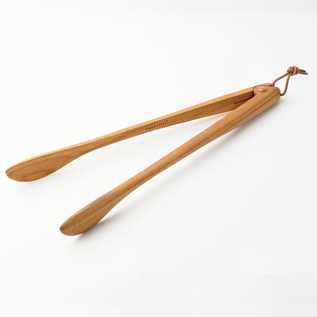 ChaBatree Wooden Tongs, 34cm, Teak Wood, Horsetail, Kitchen Utensil