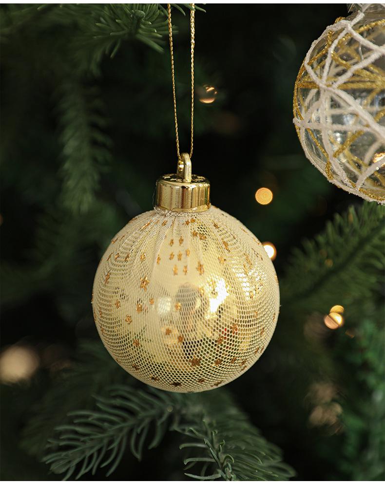 6CM Plastic Christmas Ball Set with Adhesive Powder Lines - Tree Ornament Decoration