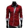 Men's Long-Sleeve Korean Fashion Color Block Casual Shirt