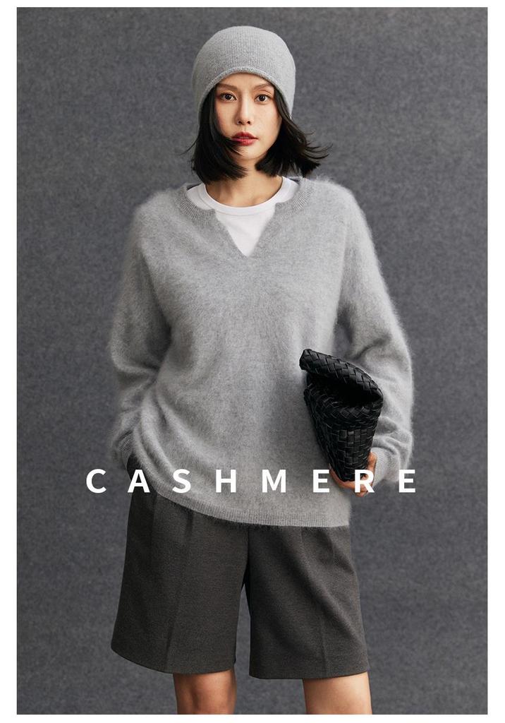 Women's Thickened Cashmere V-Neck Sweater - Autumn/Winter Knitwear