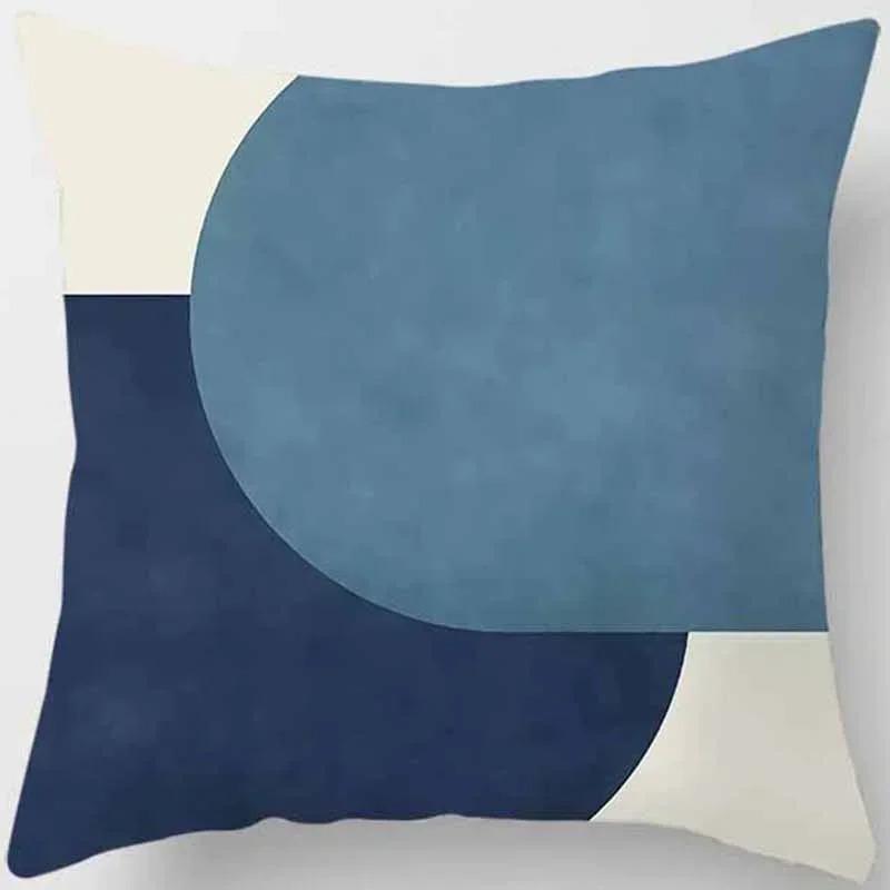 Home Decor Blue Tone Printed Square Pillowcase Car Sofa Cushion Cover
