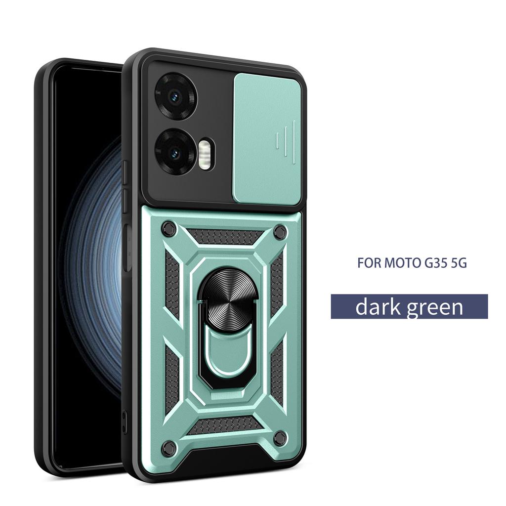 For Motorola Moto G35 Capa Rotatable Ring Stand Shockproof Cover Slide Camera Funda for Motorola Moto G35 5G Case