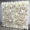 Uflower 5D Artificial Flower Wall Roll-Up White And Light Pink Rose Fabric Wedding Curtain Decorative Backdrop for Events