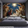 Krippen-Wandteppich, Baby Jesus mit Maria und Josef in der Krippe, Religiöses Wandbehang für Wohnzimmer Schlafzimmer
