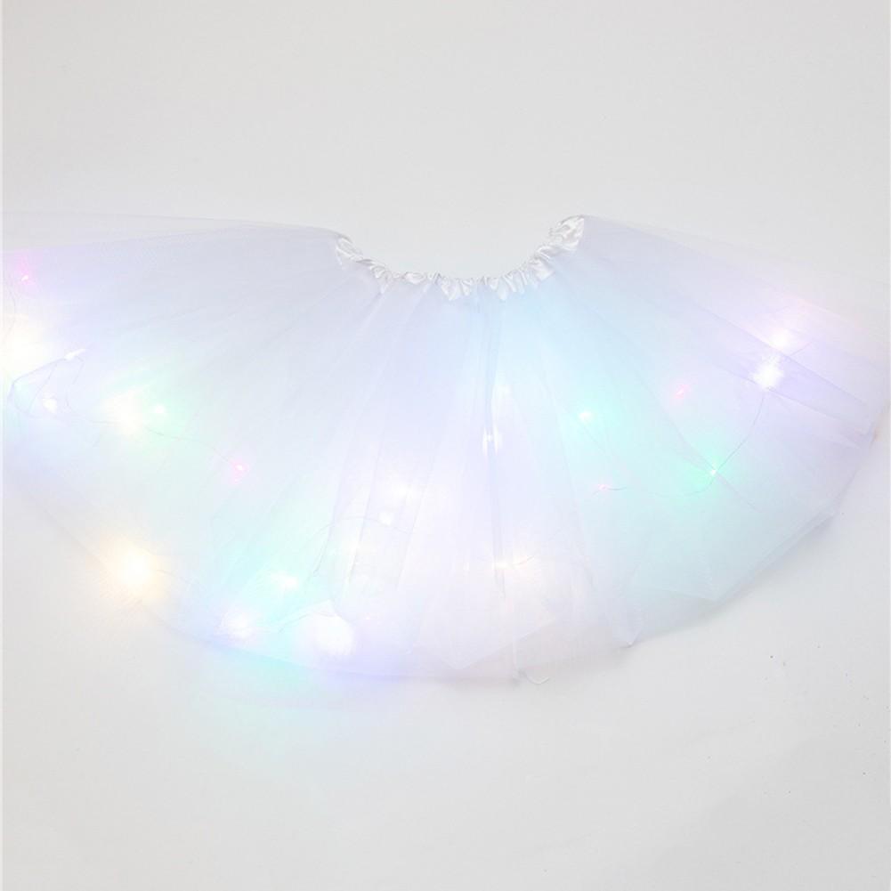 

Светодиодная светящаяся юбка из тюля со звездами для женщин, одежда для балета для девочек, короткое платье белый