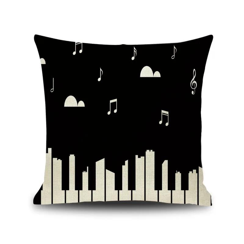 45X45CM Piano Key Wonderful Notes Decorative Pillowcase Car Sofa Art Piece Office Seat Cushion Cover Home Decoration