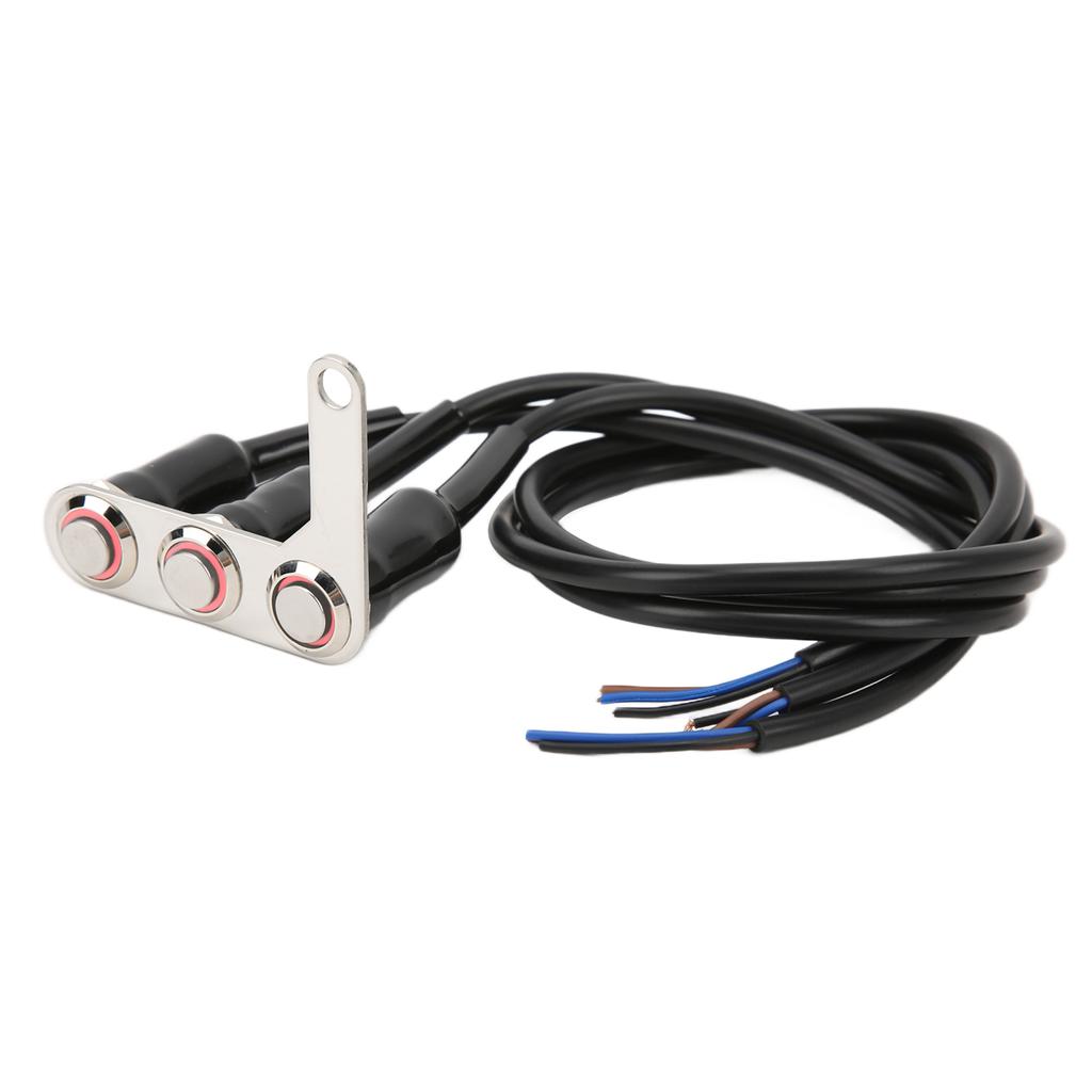 Motorcycle Handlebar Switch LED Stainless Steel Waterproof for Horn Headlight Spot LampLeft