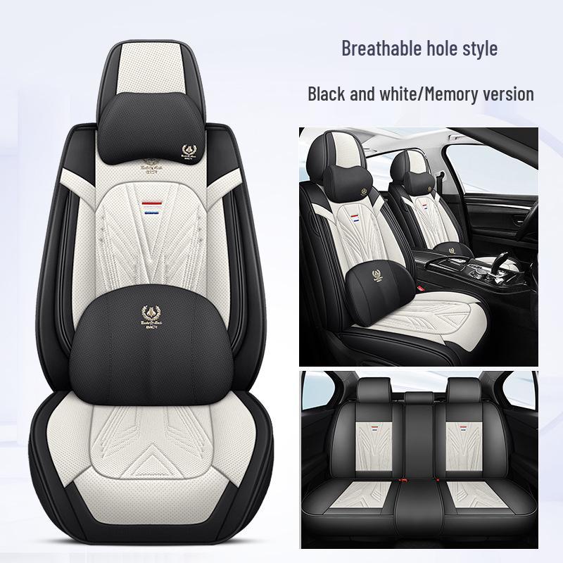Universal Nappa Leather Car Seat Cushion - Full Coverage & Comfortable, Fits Five-Seat Cars for All Seasons