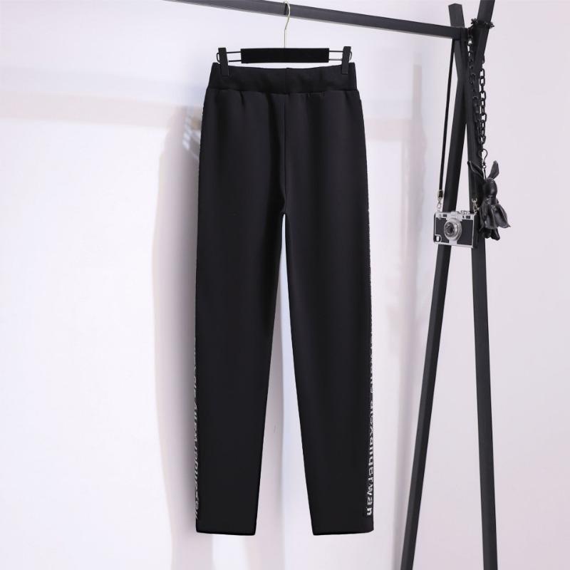 

Большие размеры женские осенне-зимние с флисом с высокой талией свободные повседневные брюки для маленьких ног хипстерские плотные теплые спортивные спортивные брюки 3XL