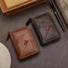Vintage Organ Men Card Holder Wallet PU Leather Letter Card Bag Purse Multiple Card Slots Portable Credit  Stylish Retro Design