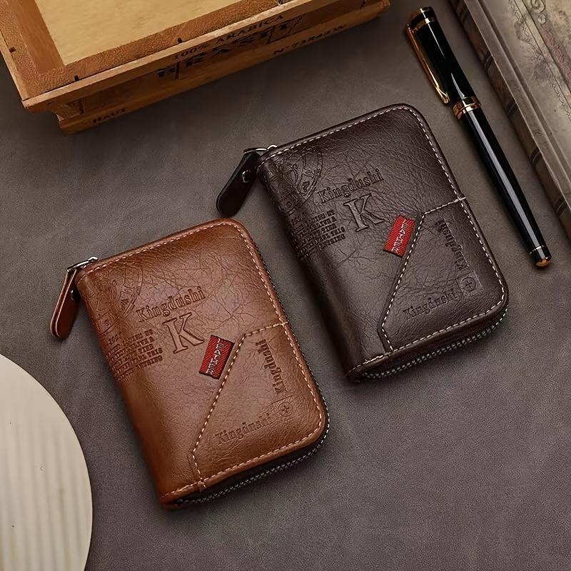Vintage Organ Men Card Holder Wallet PU Leather Letter Card Bag Purse Multiple Card Slots Portable Credit  Stylish Retro Design