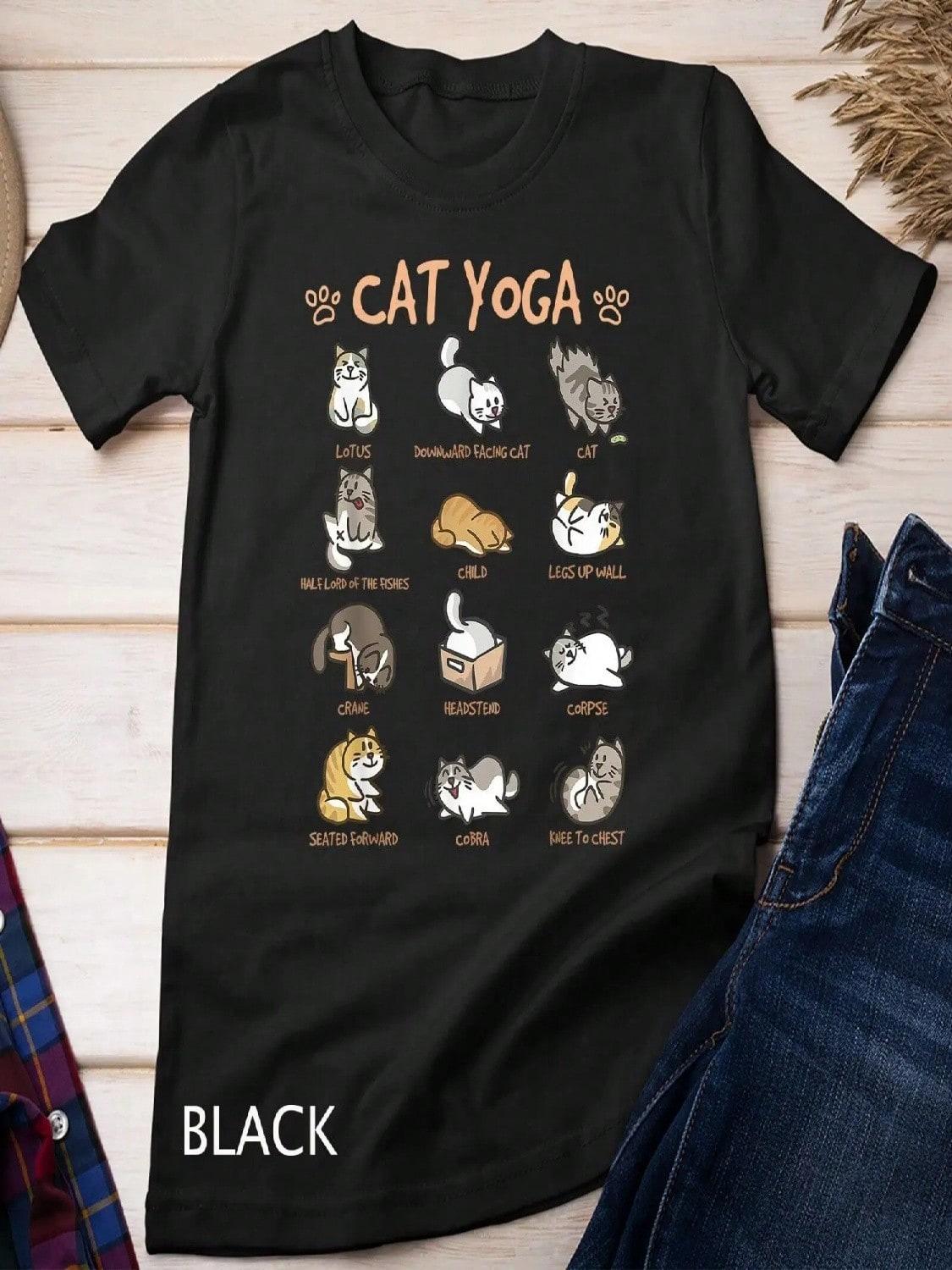 Cat Yoga Poses Cats Practicing Mindfulness Meditation Kitten T Shirt S разноцветный