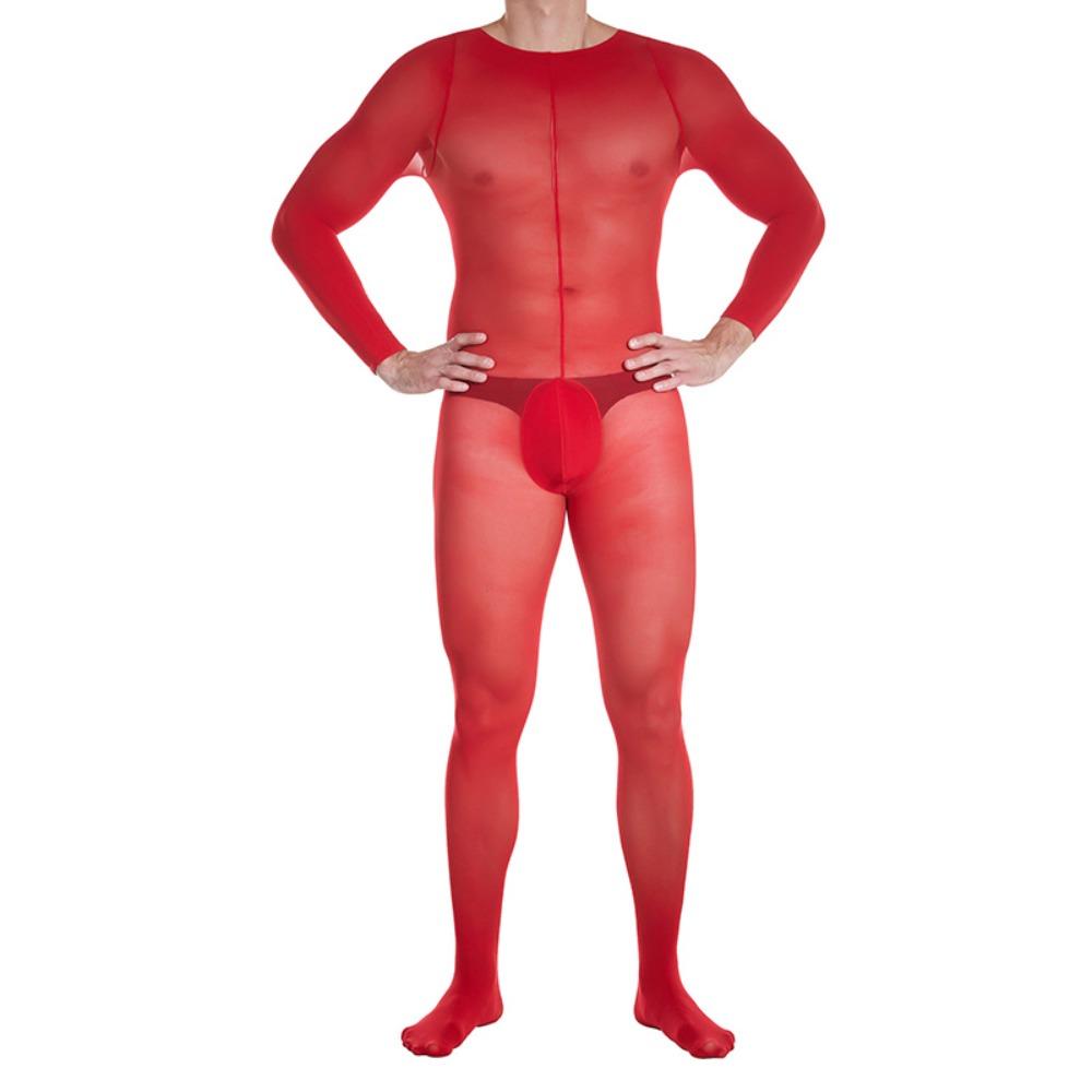 Qinghe Men's Stockings Onesie 10D Velvet Full Body Mask, Soft Texture, High Elasticity, Tight and Transparent