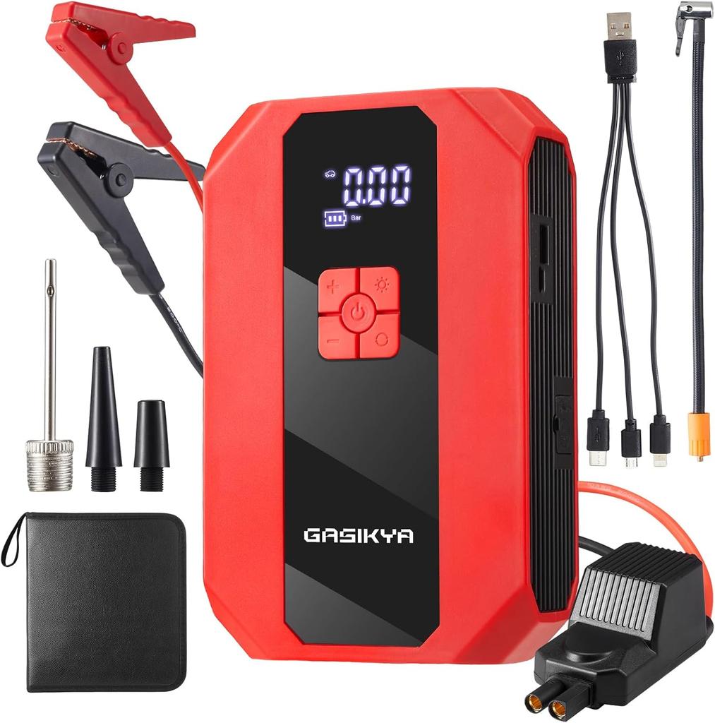 20000mAh Tragbarer Auto-Notfallstarter Luftpumpe Multifunktional 4-in-1 Luftkompressor Powerbank Autobatteriestarter Auto starten Reifenfüller