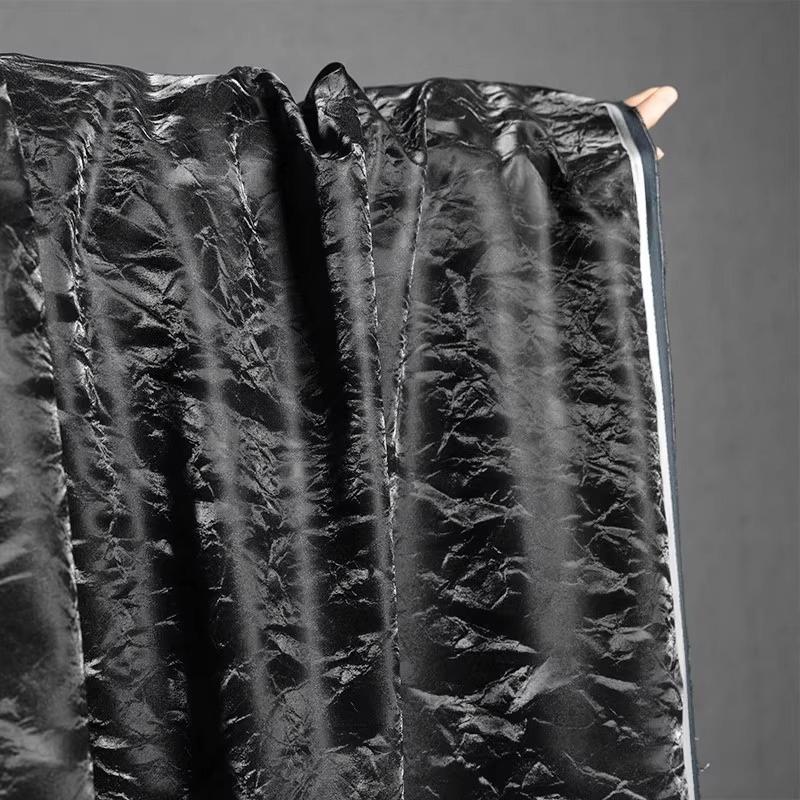 

PU Leather Fabric Soft Comfortable Wrinkle Resistant Micro Elastic Waterproof Leather Clothing Fabric for DIY Sewing By Meter 100x145cm чорний