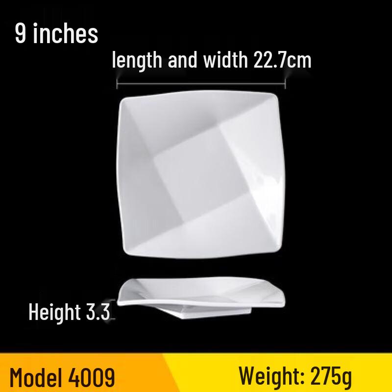 Melamine Square Dinner Plate for Hot Pot & BBQ (10-Pack)