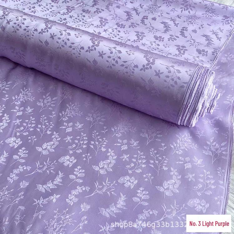 Golden Branch & Leaf Jacquard Sand-Wash Silk Fabric for Chinese Style Hanfu & Cheongsam Dresses