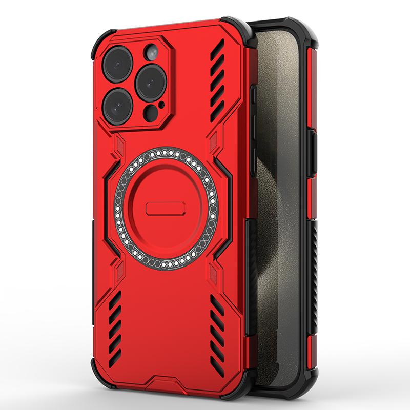 Hard Magnetic Phone Case For iPhone 15 16 Pro Max 16E Samsung Galaxy S25 Ultra A06 A16 A26 Dual-Layer Heavy Duty TPU+PC Shockproof Cover For Redmi