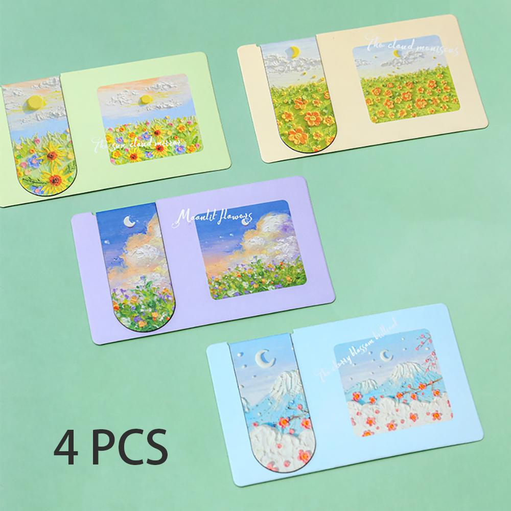 

Oil painting magnetic bookmark, student note classification book clip, exquisite double-sided paper learning reading clip