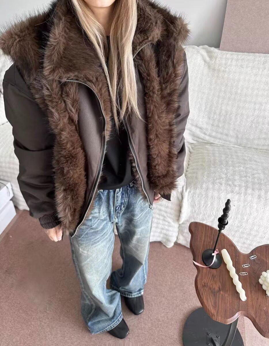 

Мужская зимняя утолщенная куртка из лисьего меха Cross2026 - Стильное и теплое пальто M коричневый